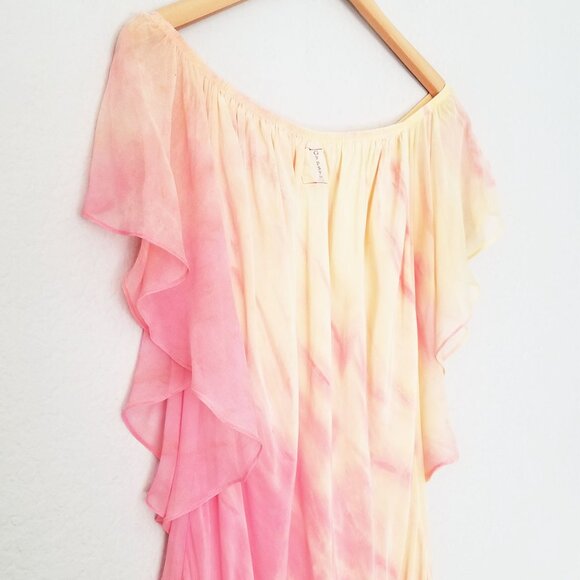 Gypsy 05 100% Silk Flutter Mini Dress Sunset Ombre Fairy Romantic Coquette Beach - Picture 16 of 16